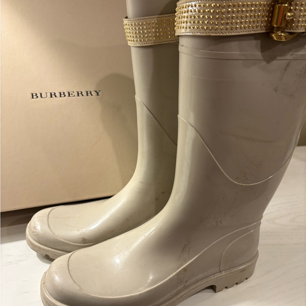 Burberry Women's Beige Studded Rain Boots